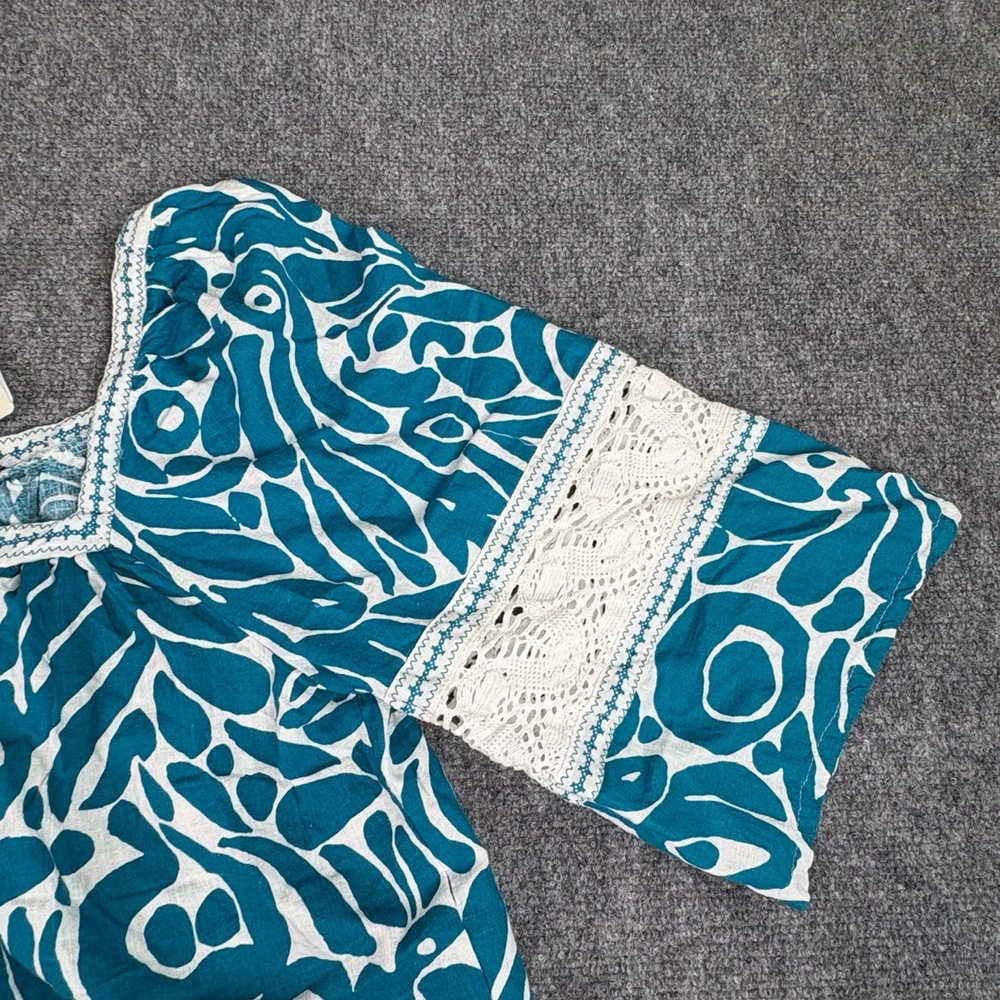Rachel Zoe Boho Peasant Top XL Linen Blend Lace Trim Cottagecore Festival Fairy - Picture 2 of 11
